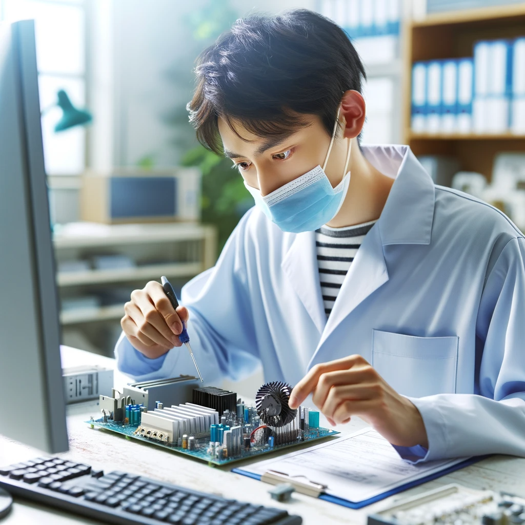 DALL·E 2023-11-23 14.40.23 - 一张专业的电脑维修服务广告。中心位置展示一位专注于修理笔记本电脑的技术员,穿着干净、专业的工作服。技术员周围摆放着各种电脑维修工具,如螺丝刀、镊子等。整体色调以蓝色和白色为主,背景设计包含数字元素和电路图案。图片中添加显眼的中文文字:“电脑维修服务 - 快捷、专业、可靠的优质服务”,并在图片边缘或角.png DALL·E 2023-11-23 14.40.23 - 一张专业的电脑维修服务广告。中心位置展示一位专注于修理笔记本电脑的技术员,穿着干净、专业的工作服。技术员周围摆放着各种电脑维修工具,如螺丝刀、镊子等。整体色调以蓝色和白色为主,背景设计包含数字元素和电路图案。图片中添加显眼的中文文字:“电脑维修服务 - 快捷、专业、可靠的优质服务”,并在图片边缘或角.png